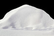 Leinwandbild Motiv Pile of natural snow for mockup and copy space isolated on black background