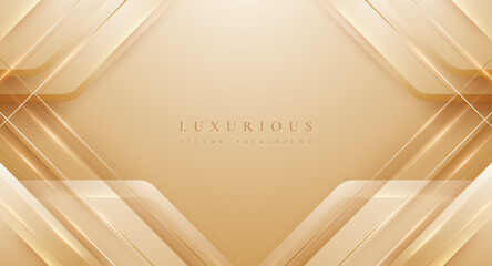Wall Mural - elegant cream shade background with line golden elements. luxury background with 3d style.