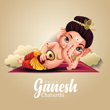 Happy Ganesh Chaturthi Greetings. Vector Illustration Design.