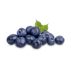 Wall Mural - Fresh blueberry with leaves isolated on transparent background (.PNG)