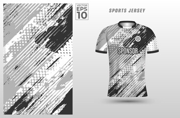 black white t-shirt sport design template with abstract line halftone pattern for soccer jersey. spo