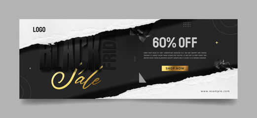 Wall Mural - modern black briday web ad banner template