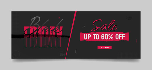 Wall Mural - black friday sale facebook cover, web ad banner template, creative banners concept modern layout