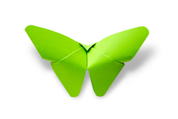 Wall Mural - green paper butterfly origami isolated on a white background
