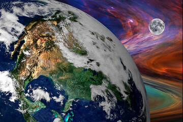 Wall Mural - earth and moon