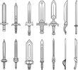 © Mademoiselle Kalumis - Set of fantasy swords / Vector hand-drawn designs