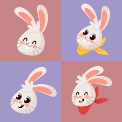 Poster - set of rabbits faces