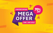 Abstract mega offer promotion banner with 70% off