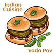 Indian Famous Street Food Vada Pav Also Know as Vada Paav, Wada Pav or Wada Pao