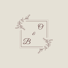 OB line square wedding initial logo design which is good for branding