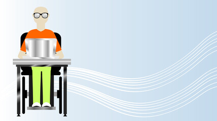 person working on computer mockup illustration background in vector format