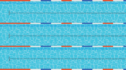 Swimming pool top view. Olympic pool swimming. Paths dip pool top view. Vector stock