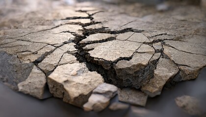 A large crack broke a block of stone.