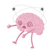 © andrew_rybalko - Dizzy human brain cute character losing balance pose. Spinning around in Alzheimer's disease, dementias, Parkinson movement disorder problem, trauma, stroke, seizures. Vector flat style illustration