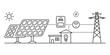 © Aleksandra Abramova - Solar power plant. Smart energy concept. Line art vector illustration.