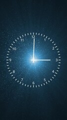Wall Mural - infinity seamless looping time clock on artistic particle motion graphic background. vertical video 