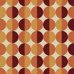 70 s seamless pattern. Retro geometric seamless background in seventies style. Groovy scrapbook paper. Yellow, orange, brown colors vector pattern