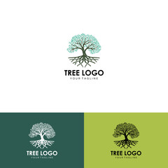 Wall Mural - Abstract tree logo and roots design