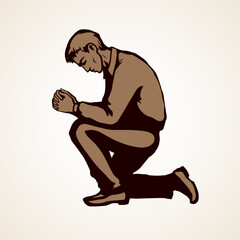 Sticker - Vector image of the praying person