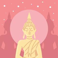 Poster - buddha statue loy krathong thai