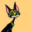 black cat ancient egypt style folklore animal cartoon illustration