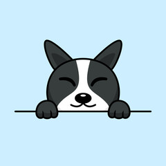 Poster - Vector premium illustration of cute dog peeking