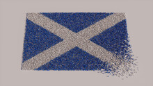 Scottish Banner Background, With People Gathering To Form The Flag Of Scotland.