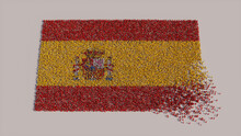 Spanish Flag Formed From A Crowd Of People. Banner Of Spain On White.