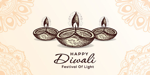 Wall Mural - hand drawn diwali festival background illustration