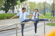 © Suriyo - Asian people older couple retirement workout in city park