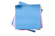 Untidy pile various colors blue square sticky post it note isolated transparent background photo PNG file