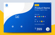 © ahmad - Ecommerce product details page with price and place for image. Attractive page and card UI design with gradient blue for website, landing page or card. vector EPS