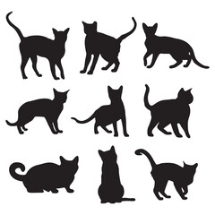 Naklejka na meble Cats set silhouette On White Background