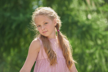 Wall Mural - summer girl with pigtails