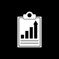 Sticker - Clipboard with graph chart icon isolated on dark background