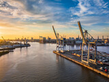 Fototapeta Most - Container terminal in the port of Hamburg, Germany