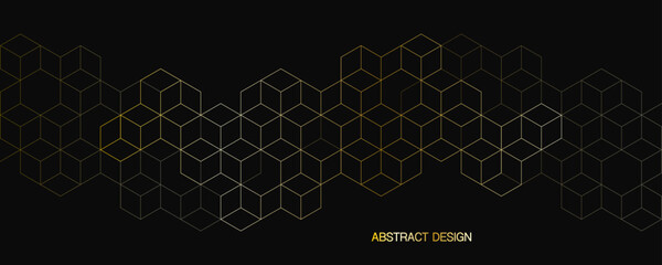 Poster - The graphic design elements with isometric shape golden blocks. Vector illustration of abstract geometric background