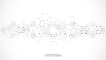 Abstract background with geometric shapes and hexagon pattern