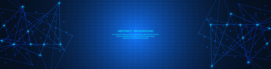 Wall Mural - Abstract technology background of global network connection and communication with connecting the dots and lines for banner design or header