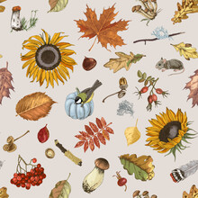 Seamless Pattern With Autumn Forest Gifts