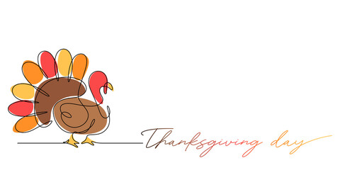 turkey in continuous line drawing style vector illustration