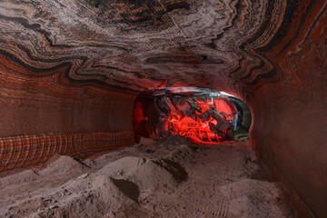 Canvas Print - Special drilling equipment in potash ore mine.