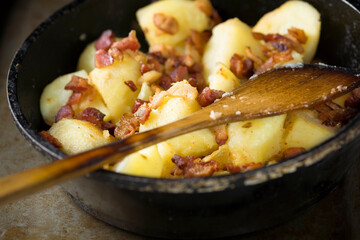 Wall Mural - rustic baked potatoes and bacon