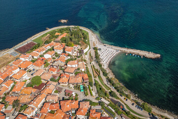 Sticker - Old Town of Nesebar seaside city on Black Sea shore in Bulgaria, drone photo