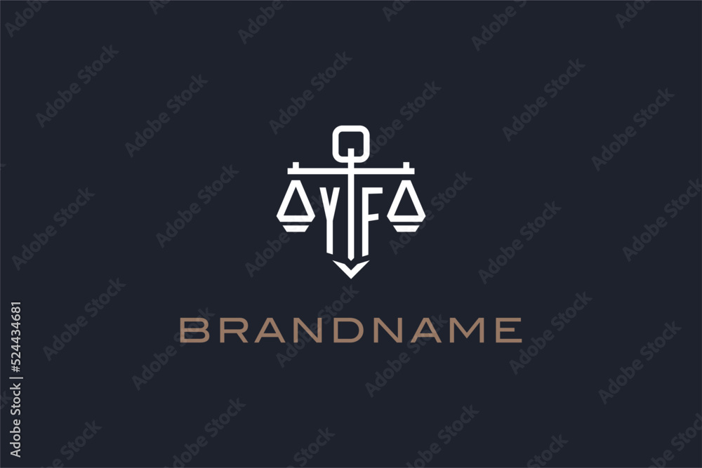 Initials YF logo for law firm with shield and scales of justice modern ...