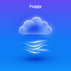 foggy 3d icon with transparent effect. halftone weather simple icon with minimalistic cloud and mist