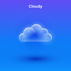 Wall Mural - cloudy 3d icon with transparent effect. halftone weather simple icon with minimalistic cloud shape. 