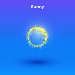 Wall Mural - sunny 3d icon with transparent effect. halftone weather simple icon with minimalistic sun shape. dot