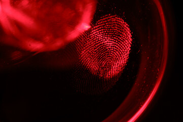 Aufkleber - Beautiful abstract RED colored  fingerprint on background texture for design. Macro photography view.