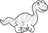 Fototapeta Dinusie - cartoon dinosaurs jurassic world for kids cute dinosaurs black and white for coloring